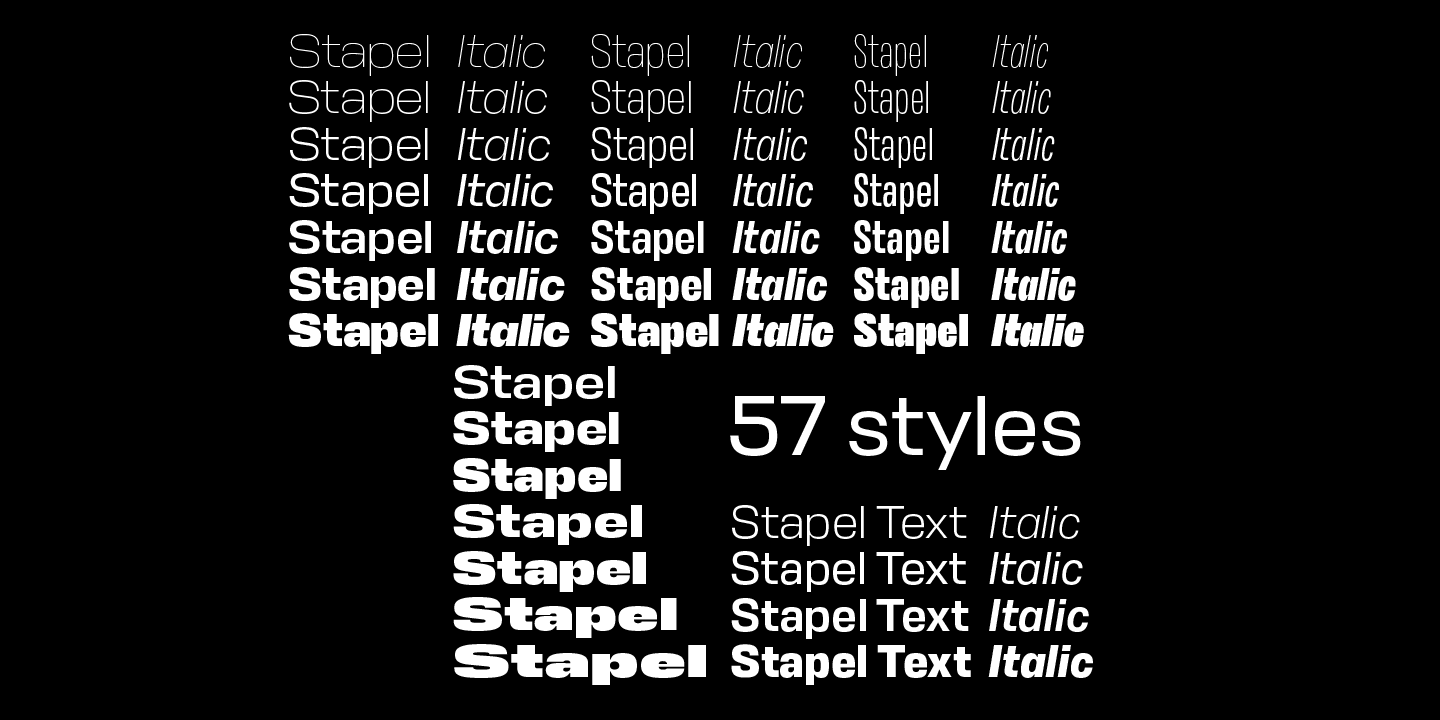 Ejemplo de fuente Stapel Text Italic